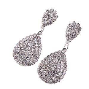 Statement Earrings SILVER PAVE CRYSTAL BRIDAL POST EARRINGS #123